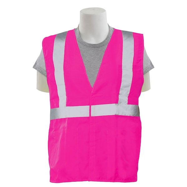 Erb Safety Safety Vest, Break-Away, Tricot, Non ANSI, S725, Hi-Viz Pink, 3XL 62232